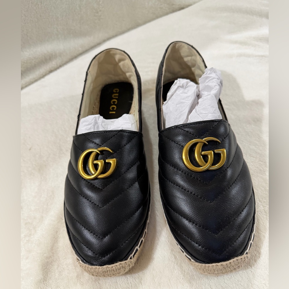 NEW Gucci Double G Espadrille Black Size 41
